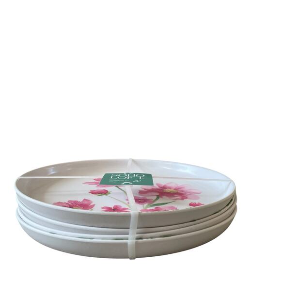 Soho Loft Pink Floral Melamine Dinner Plates 11in Set of 4 Spring NEW - Picture 12 of 15